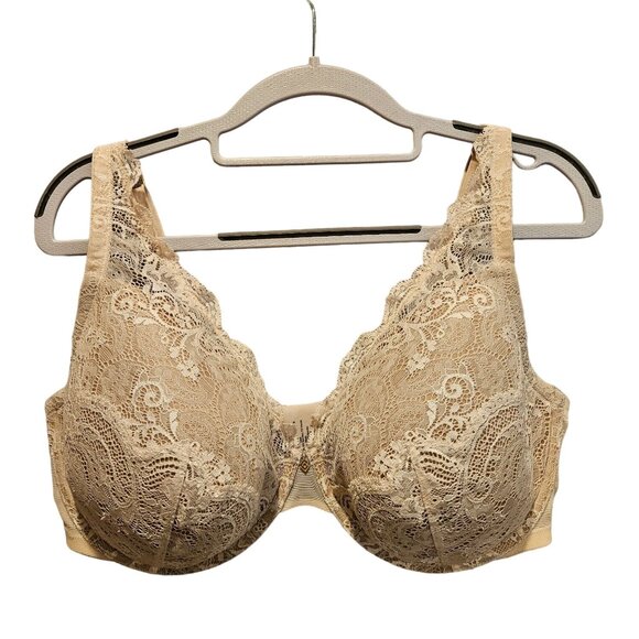 ThirdLove Bra 24/7 Womens 40F beige Floral Lace Wires supportive lace cleavage - Picture 1 of 10
